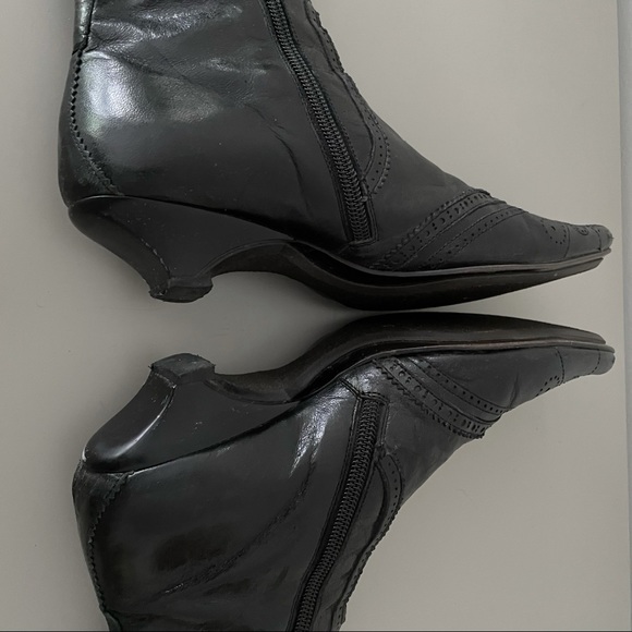 Goffredo Fantini Black Leather Kitten Heel Boots Size 36.5 Made In Italy - Picture 5 of 15